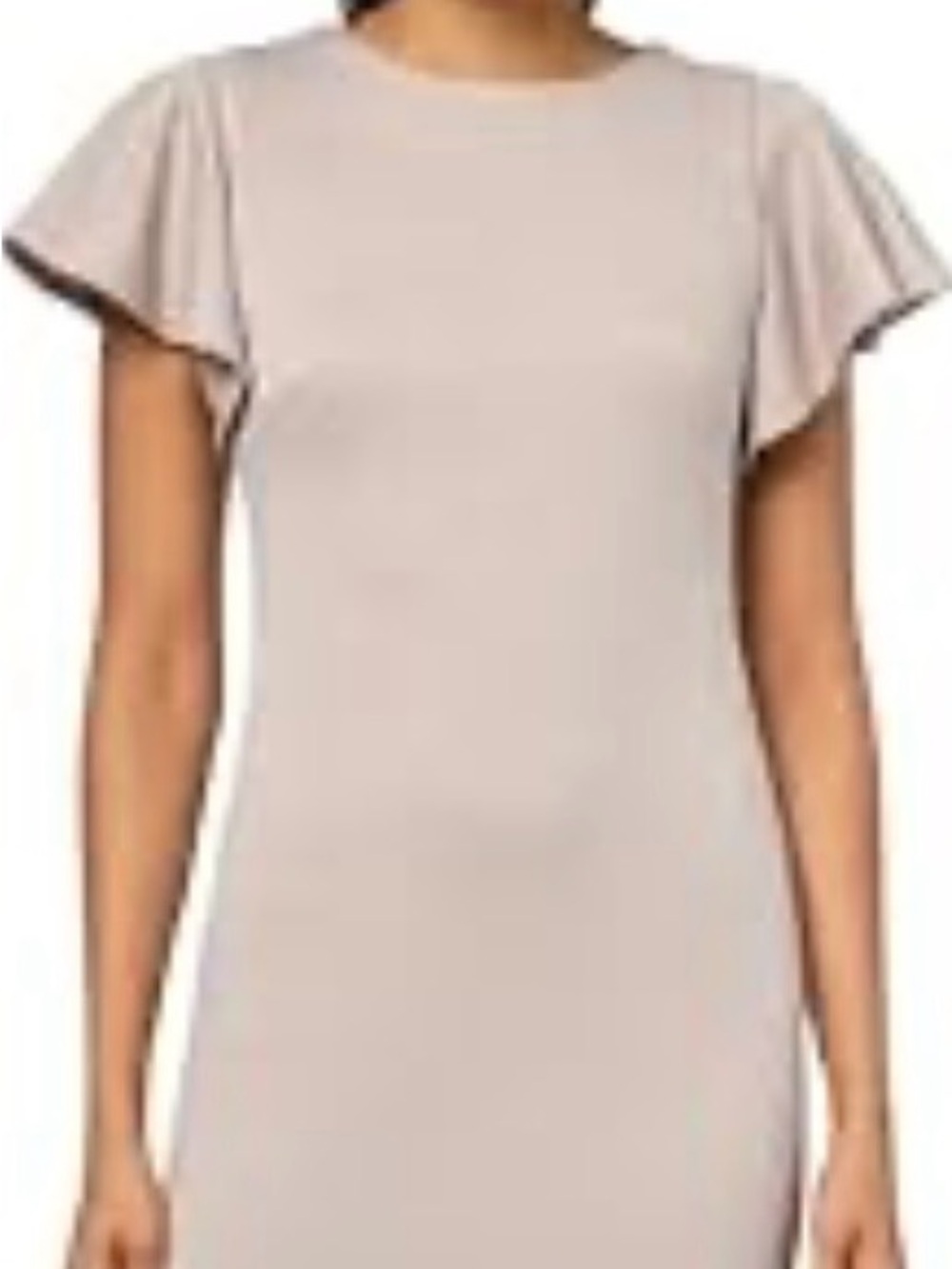 Tommy Hilfiger Light Beige Flutter Sleeve Mini Dress
